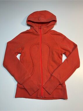 Lululemon Red Coral Scuba Full Zip Hoodie Fitted Sweatshirt Jacket